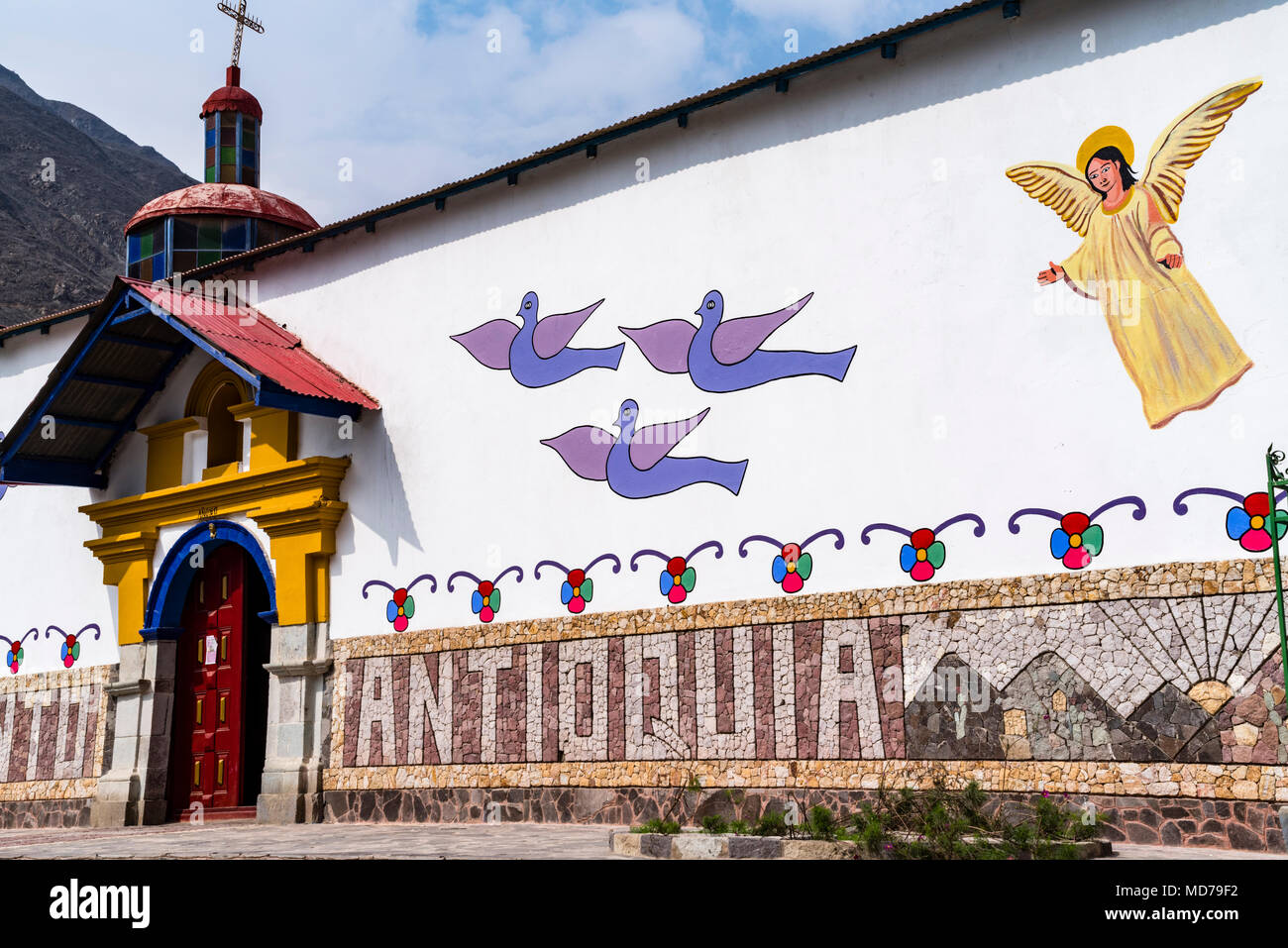 Kirche von Antioquia, Tal des Flusses Lurin, Lima, Peru. Stockfoto