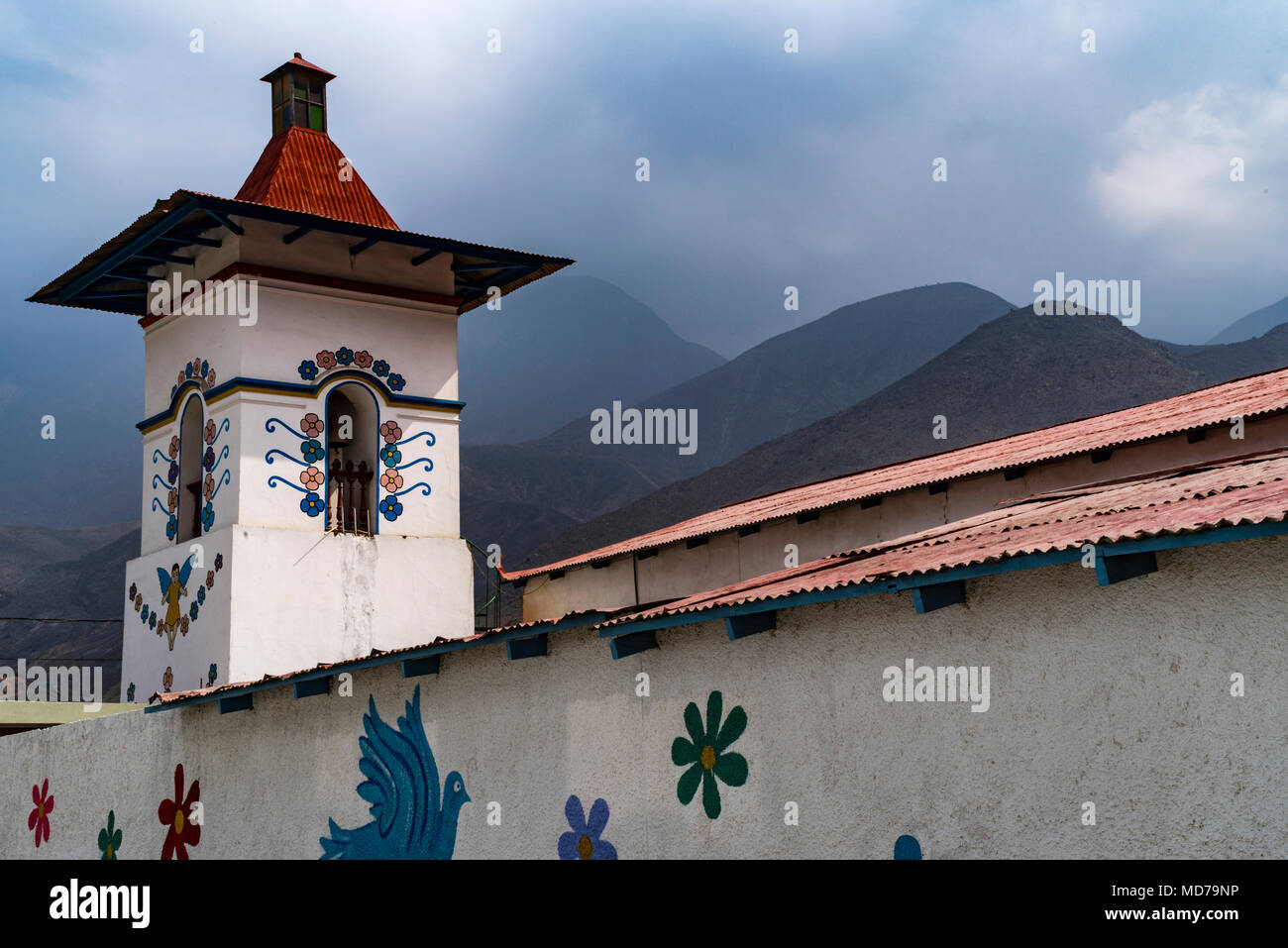 Kirche von Antioquia, Tal des Flusses Lurin, Lima, Peru. Stockfoto