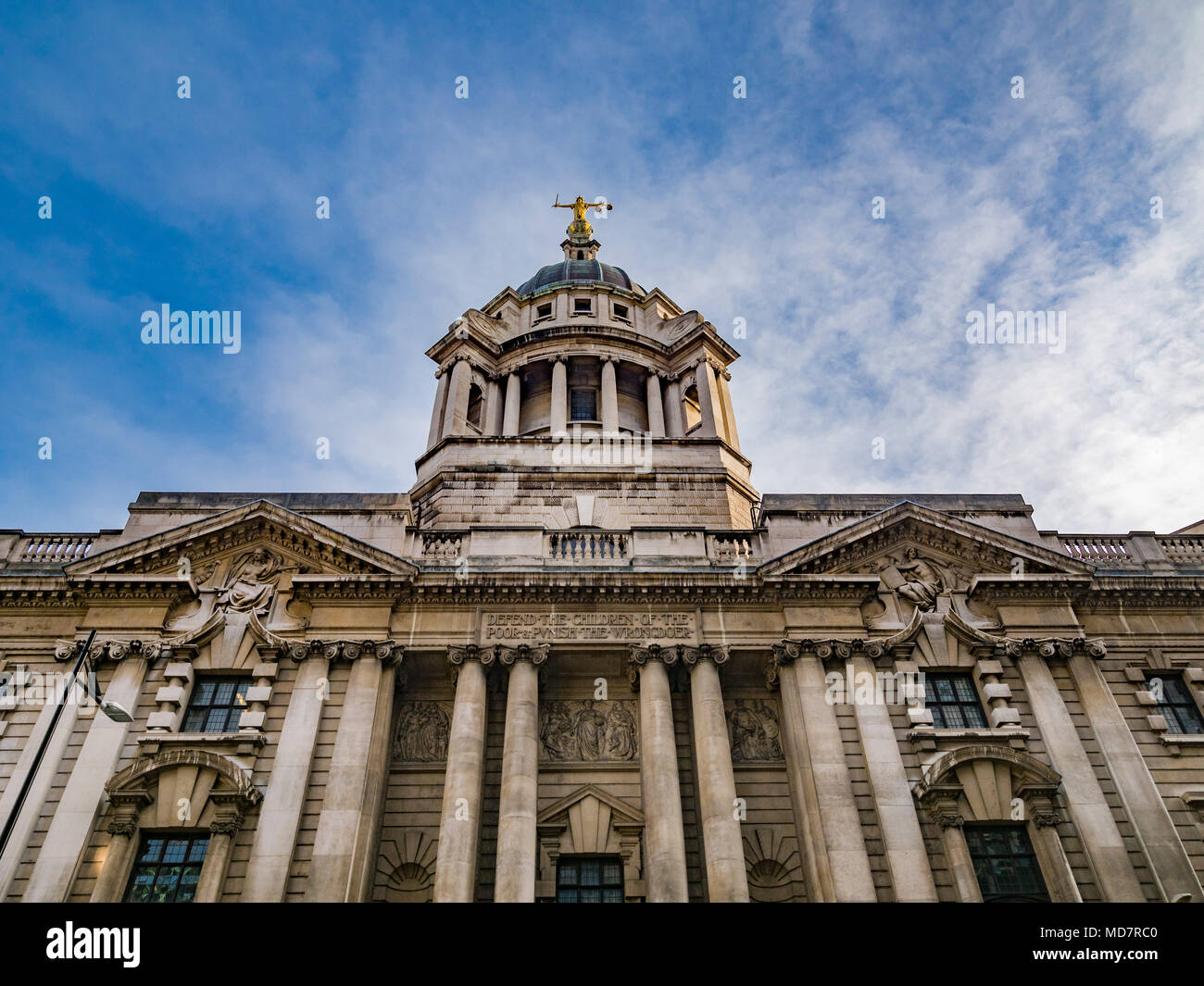 Außenansicht des Central Criminal Court, Old Bailey, London, Großbritannien. Stockfoto