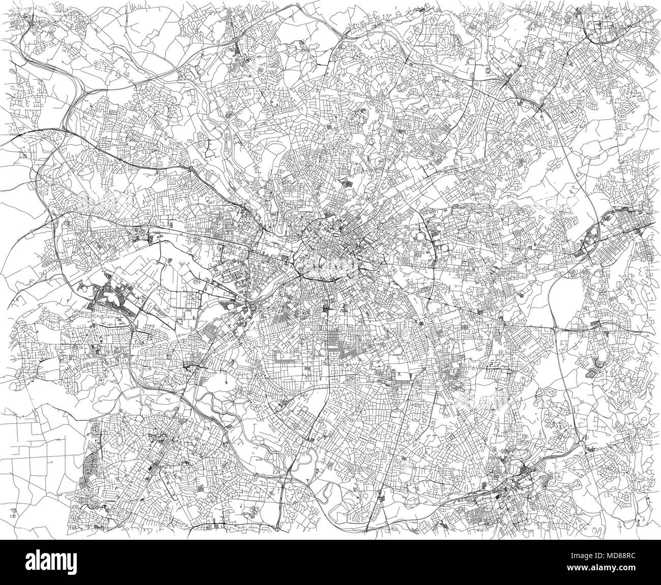 Manchester Karte, Satellit, Stadt, England. Straßen anzuzeigen. Vereinigtes Königreich Stock Vektor