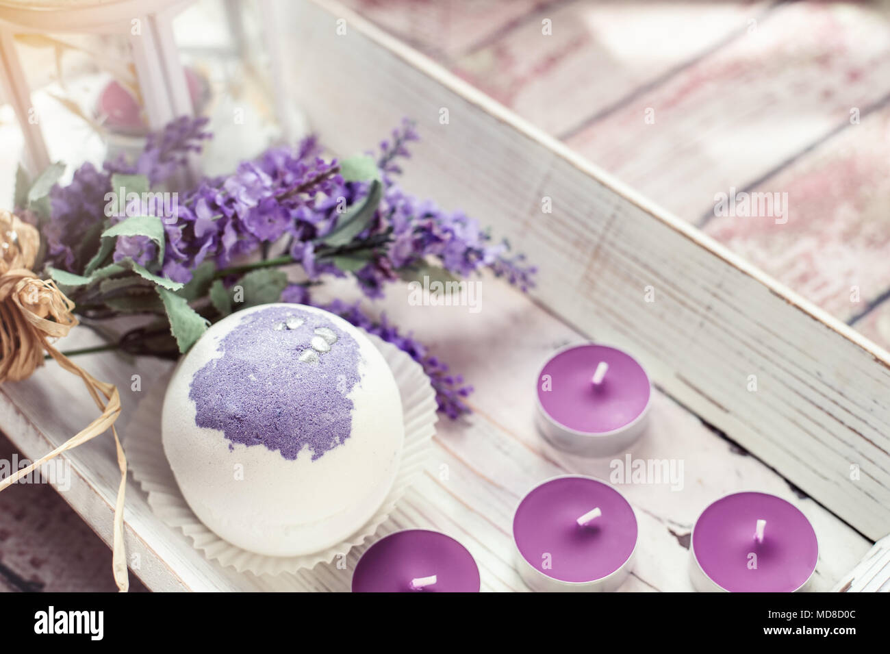 Bad Bomben mit Lavendelblüten handgefertigte Stockfoto