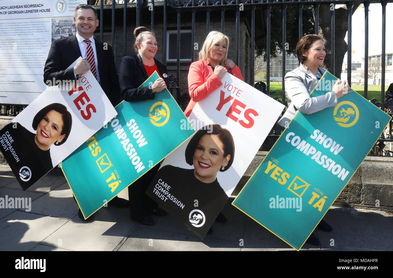 Dublin, Irland. 18. April 2018. Beide Seiten der Debatte über das irische Referendum Abtreibung in Aktion heute. Credit: RollingNews.ie/Alamy leben Nachrichten Stockfoto