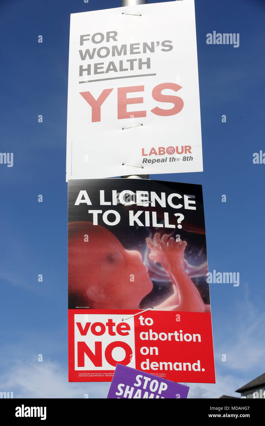 Dublin, Irland. 18. April 2018. Beide Seiten der Debatte über das irische Referendum Abtreibung in Aktion heute. Credit: RollingNews.ie/Alamy leben Nachrichten Stockfoto