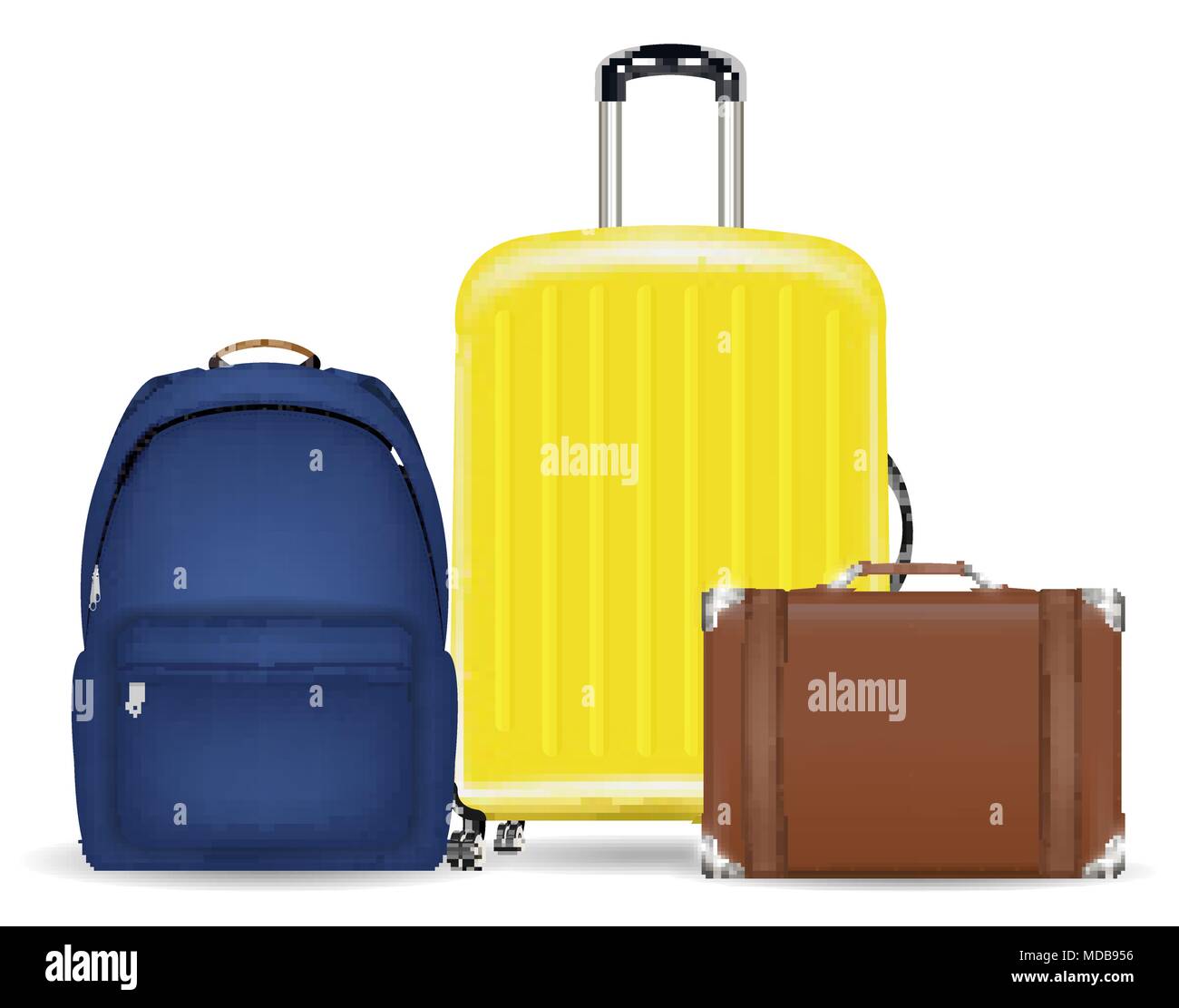 Ein Satz von einer Tasche Gepäck Koffer und Rucksack Stock Vektor