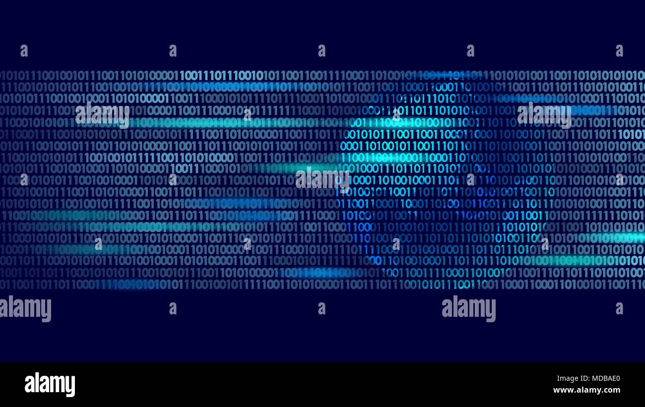 Planet Erde weltweiten Datenaustausch der binäre Code. Sicherheit Zahlung persönliche Informationen Cyber Attack blau leuchtende Geschäftskonzept Asien Australien Indien China Japan Vector Illustration Stock Vektor