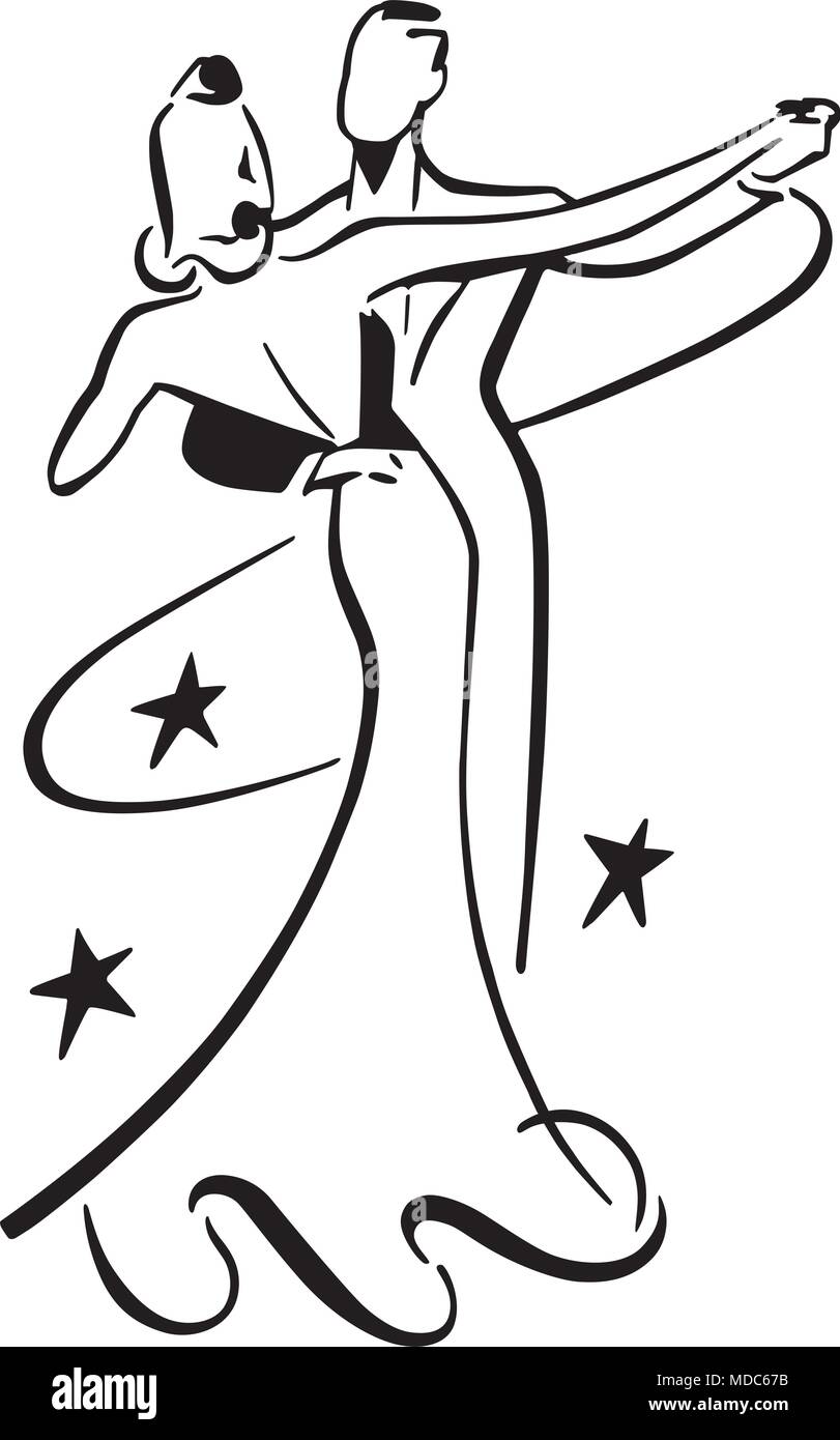 Ballroom Dancers 1 Retro Clipart Illustration Vektor