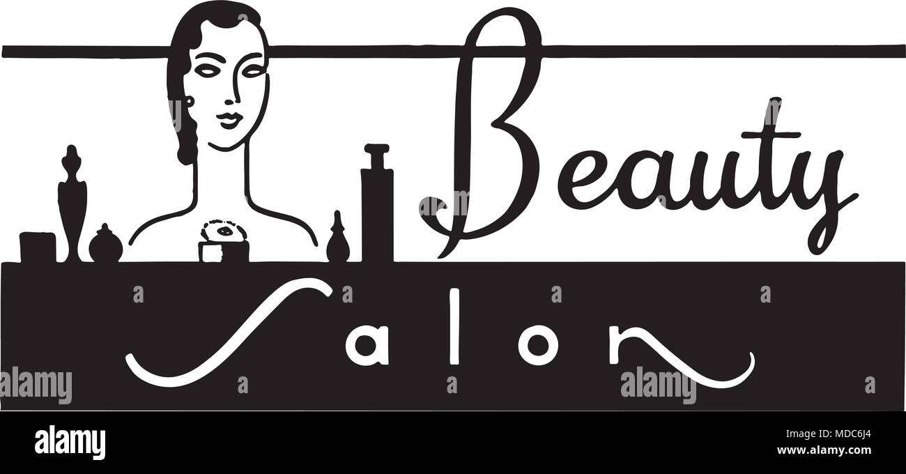 Beauty Salon 2 - Retro Ad Kunst Banner Stock Vektor
