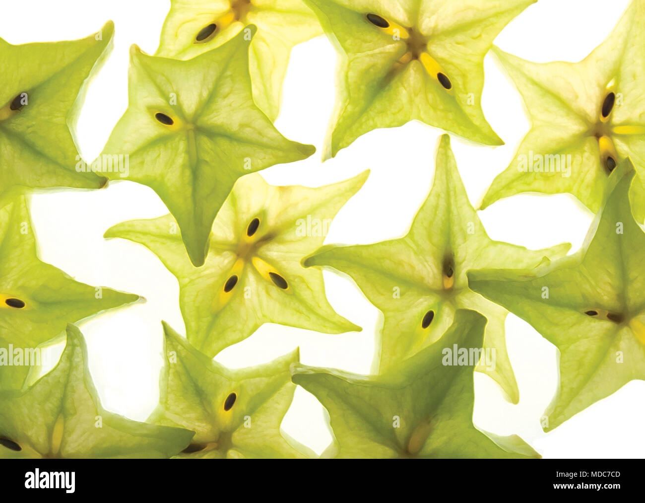 Sternfrucht Scheiben auf weißem Hintergrund Stockfoto
