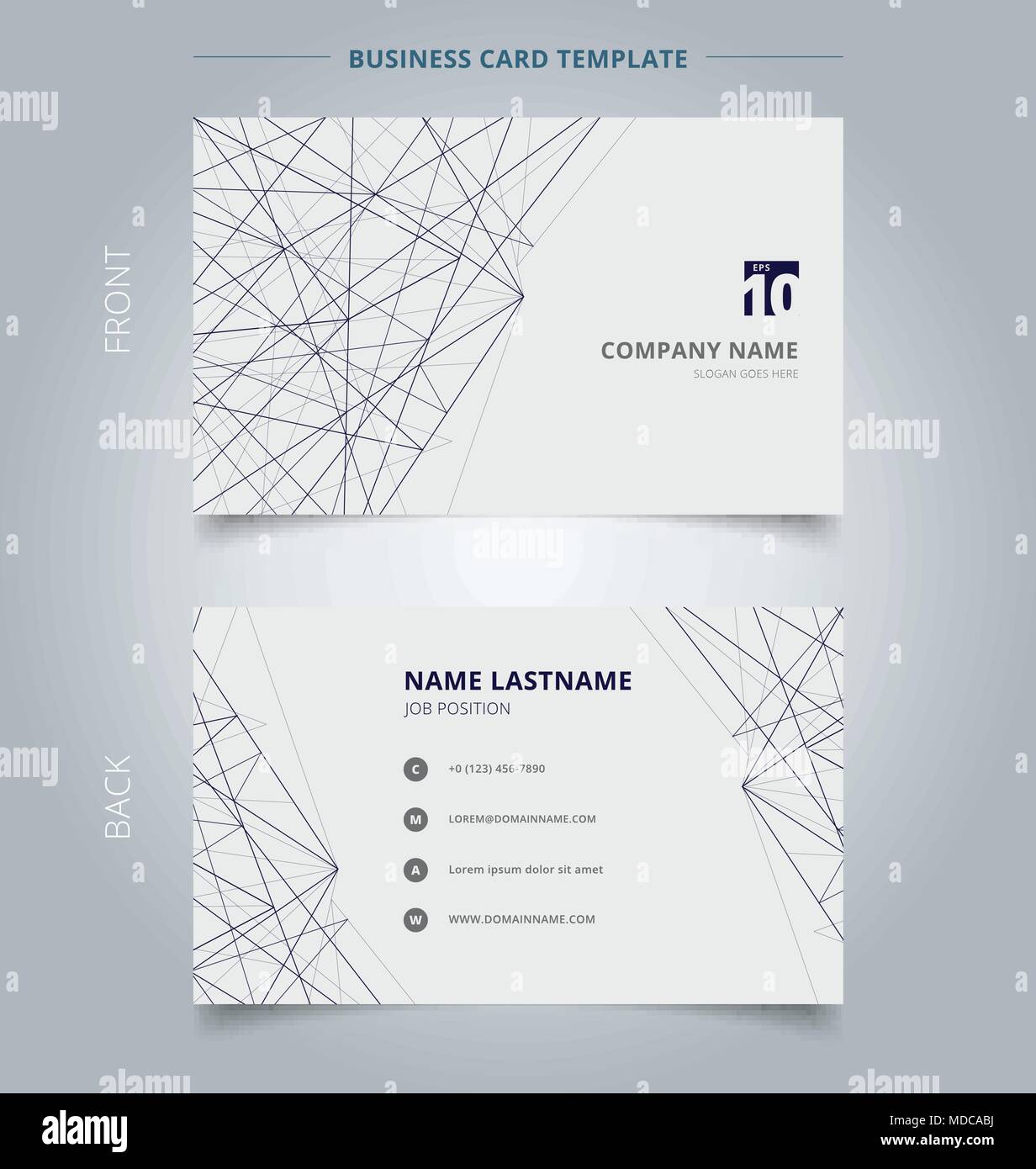 Name card Business Template Linien Struktur auf weißem Hintergrund. Abstrakte Konzept und Design. Vector Graphic illustration Stock Vektor