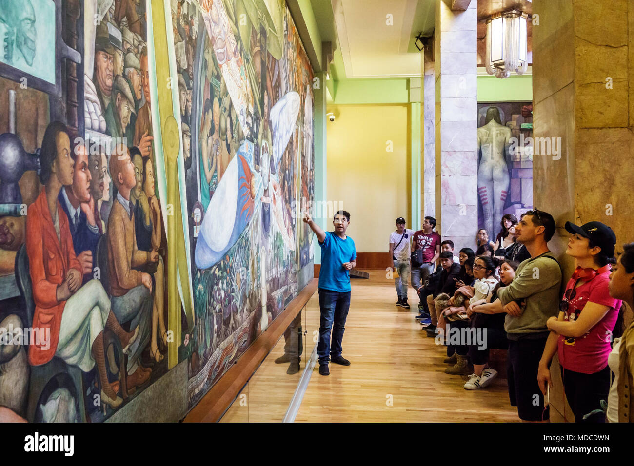 Mexiko-Stadt, Hispanic Centro Historico, historisches Zentrum, Palacio de Bellas Artes, Palast der Schönen Künste, Kulturzentrum, Innenbereich, Art déco, Mura Stockfoto
