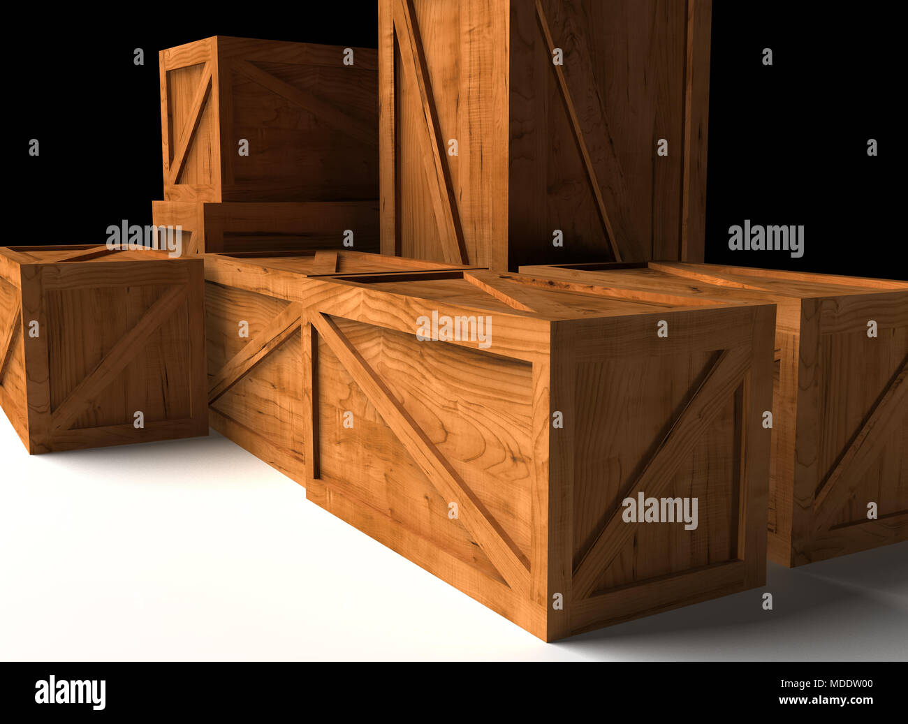 Stapel Von Holz Cargo Export Import Boxen Stockfoto Bild