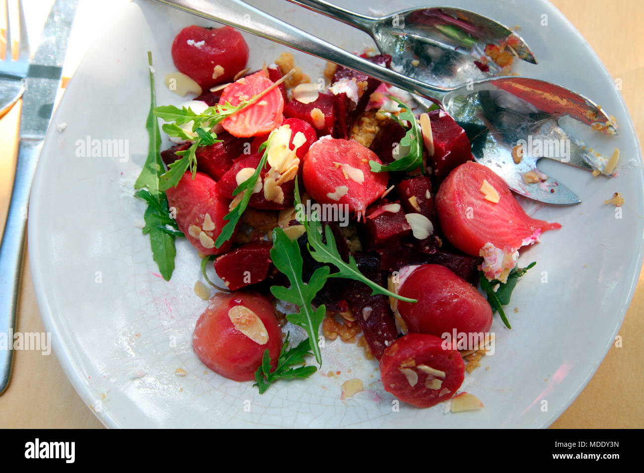 Rote Bete Salat an acht Restaurant, Spier Hotel, Stellenbosch, Südafrika Stockfoto