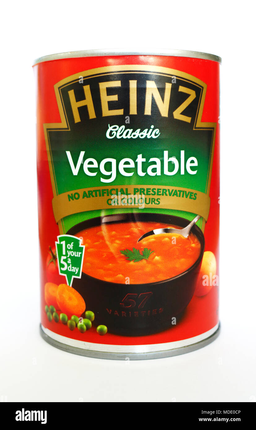 Ein 400-g-Dose von Heinz Classic Gemüsesuppe. Stockfoto