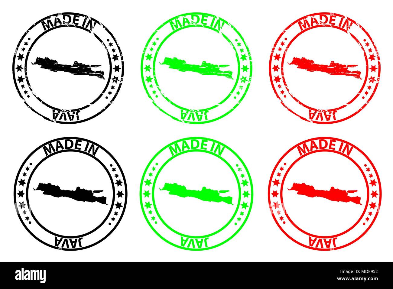 In Java-Stempel-Vektor, Java Karte Muster - Schwarz, Grün und Rot Stock Vektor