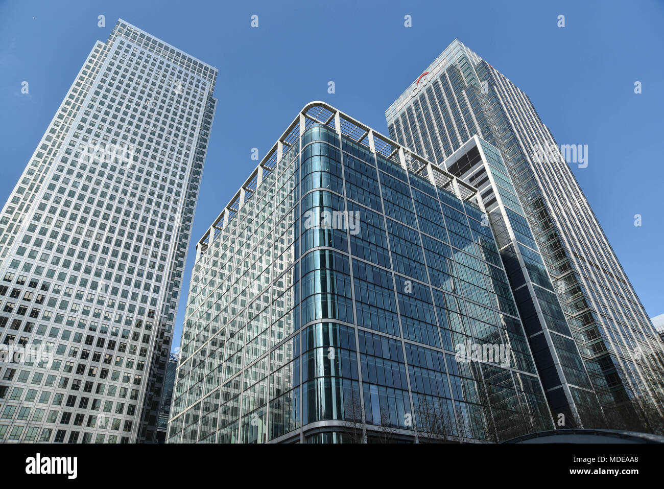 Glas Gebäude von Canary Wharf. Stockfoto