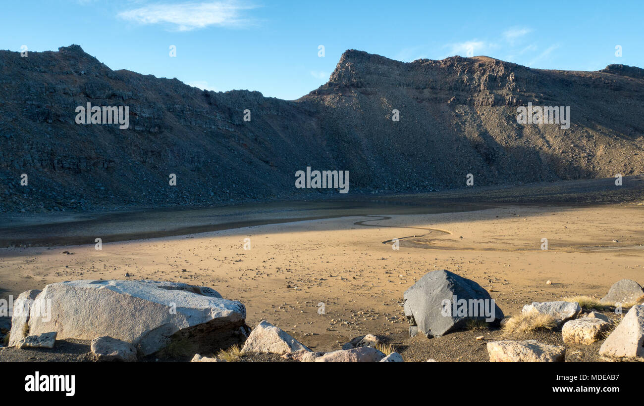 Ansichten im Tongariro Nationalpark in Neuseeland, Tongariro Alpine Crossing Track, vulkanischen Gebiet Stockfoto