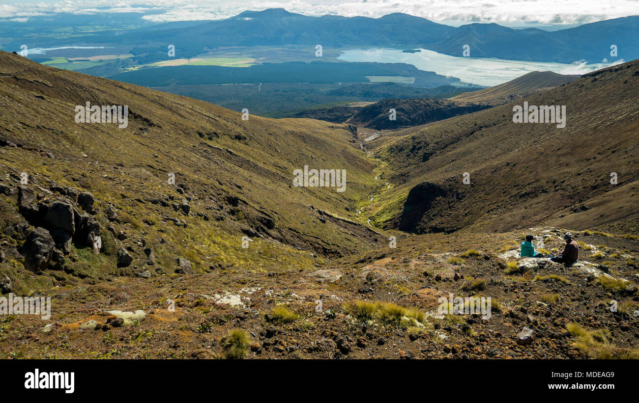 Landschaftsansichten während des Tongariro Alpine Crossings im Tongariro National Park, Neuseeland Stockfoto