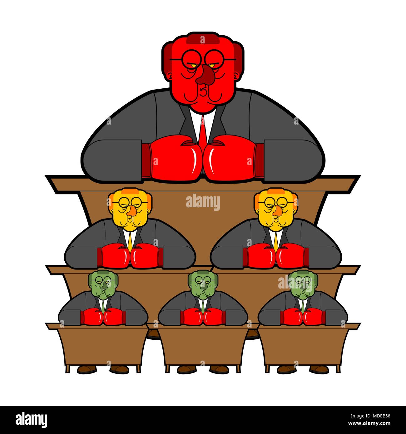 Bürokratie system Regierungsbeamte, Mitarbeiter Cartoon Stil