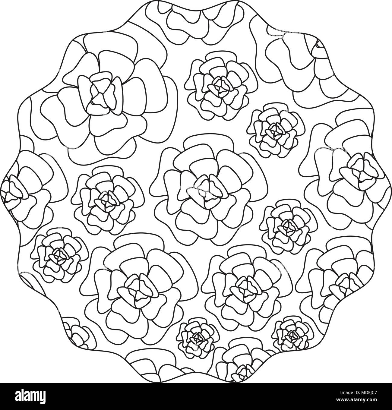 Dekorative Rahmen In Kreisform Mit Blumen Design Schwarz Weiss Design Vector Illustration Stock Vektorgrafik Alamy
