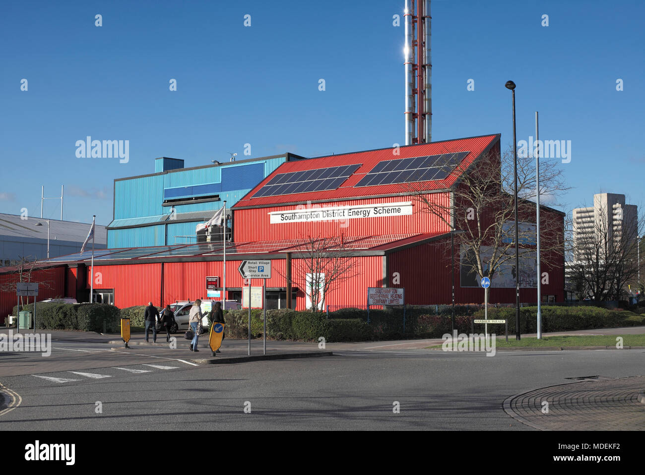 Die Hitze Station, Teil der Southampton District Energy System, wo die Erdwärme in einem Fernwärmenetz genutzt wird. Stockfoto