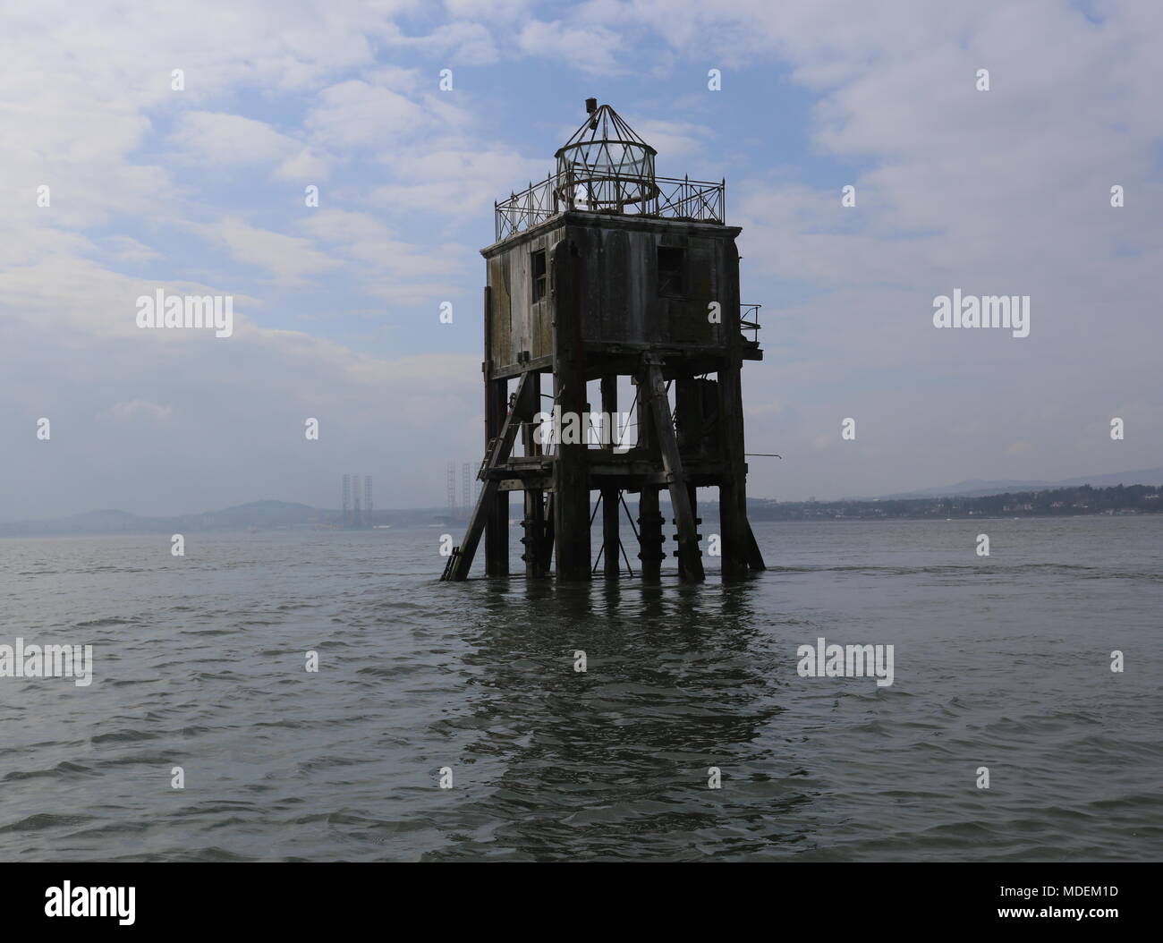 Larick Beacon Haufen Leuchtturm in Tay Mündung in der Nähe von Newport Fife Schottland April 2018 Stockfoto