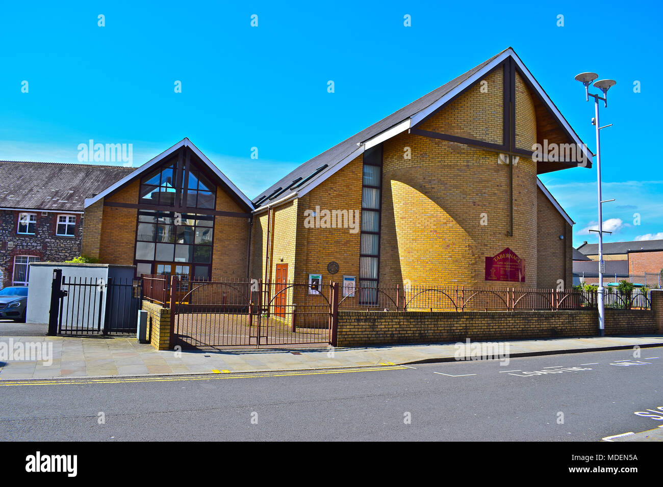 Tabernacl Capel yr Annibynwyr Bridgend/Penybont S. Wales. Wohnung Waliser unabhängige Kapelle, Derwen Straße Bridgend. Stockfoto