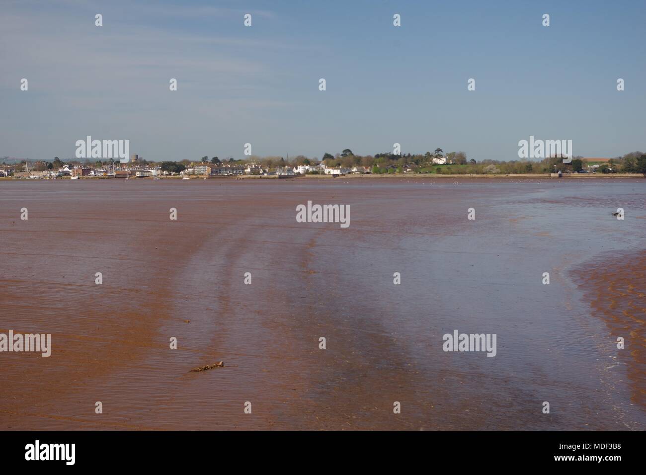 Wattenmeer der Exe Estuary bei Ebbe von Turf Lock, Exeter, Devon, Großbritannien. April, 2018. Stockfoto