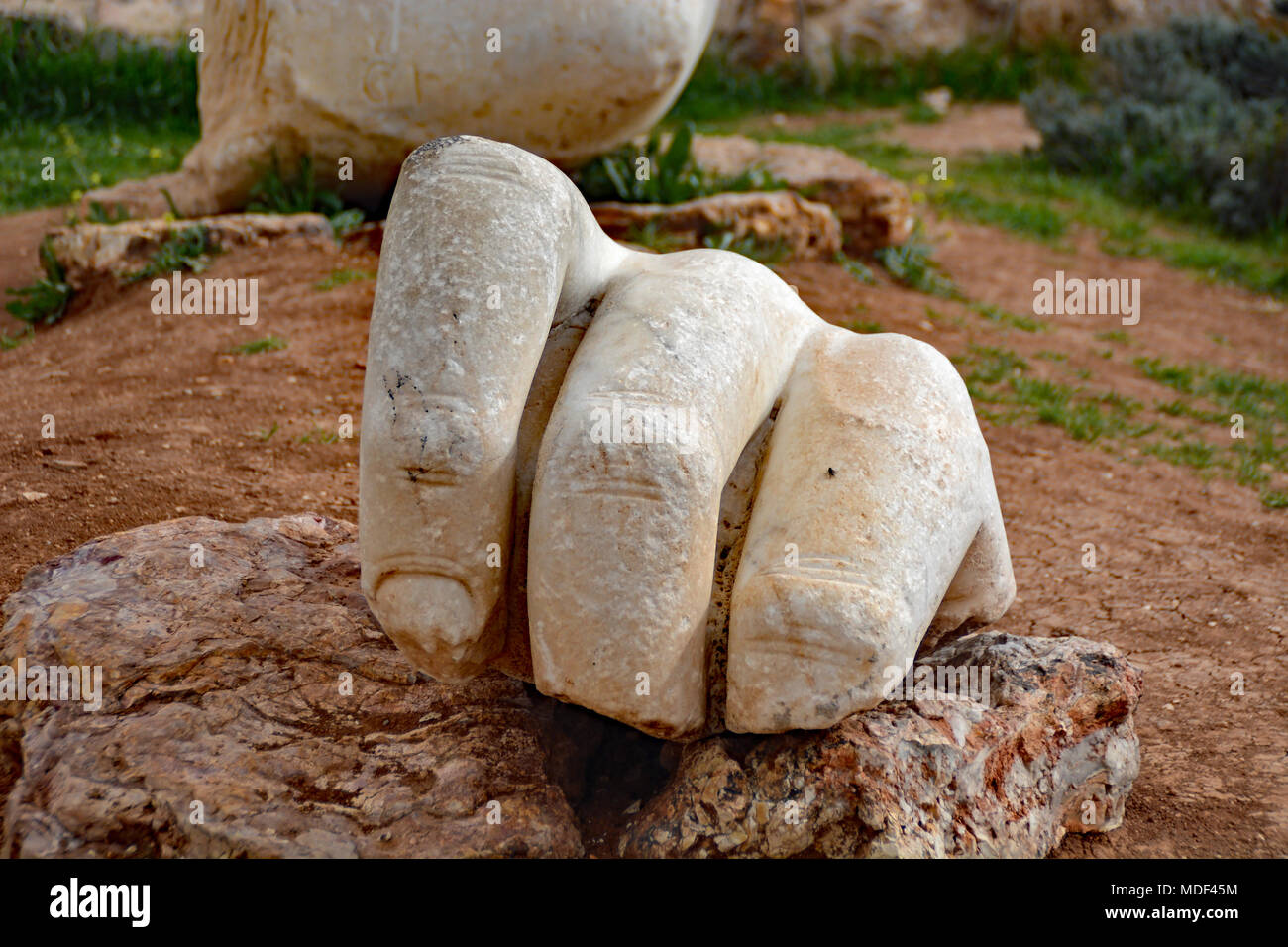 Die Hand des Herkules auf dem Gelände der Zitadelle in Amman, Jordanien. Stockfoto