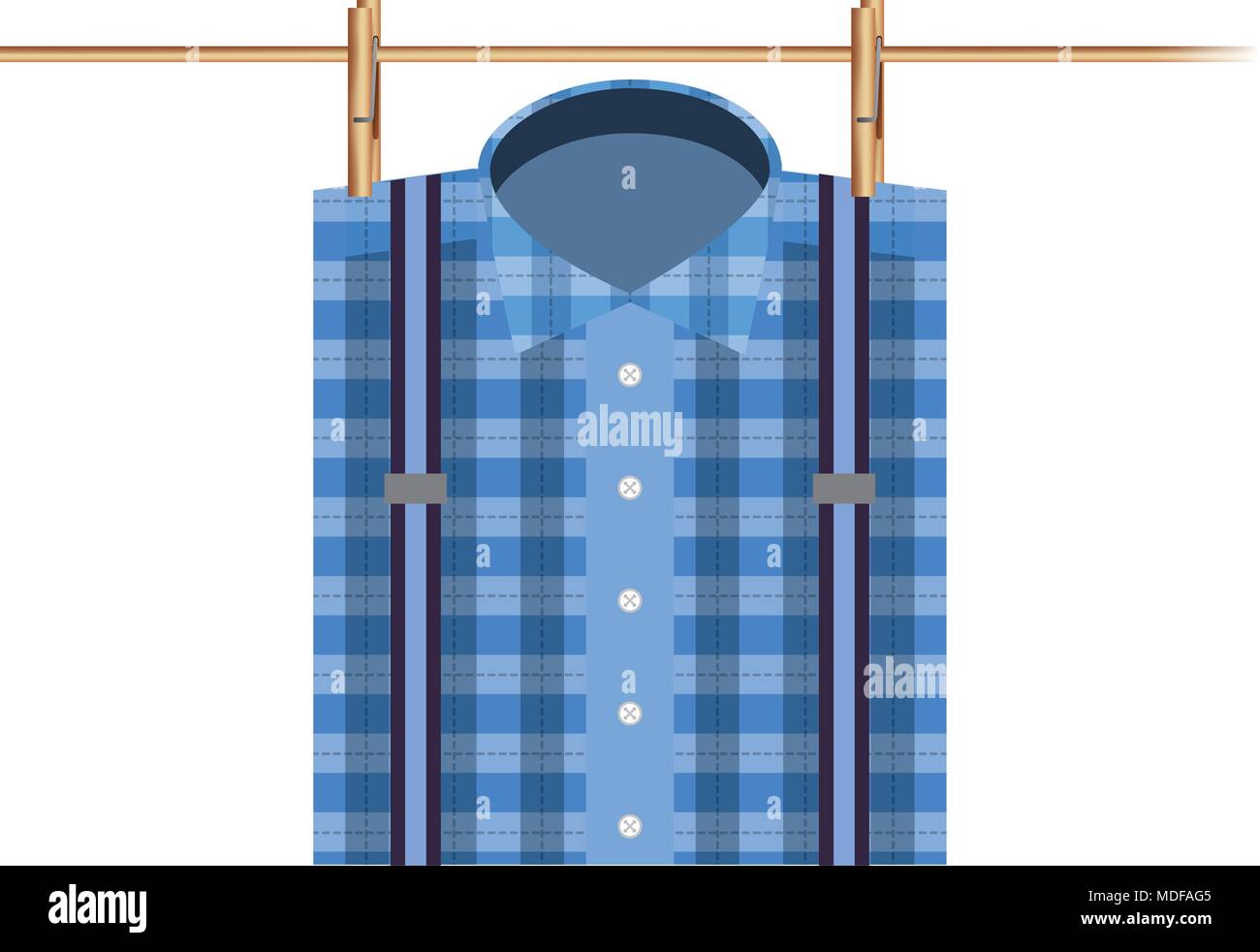 Kariertes Hemd hängenden Seil Stock Vektor