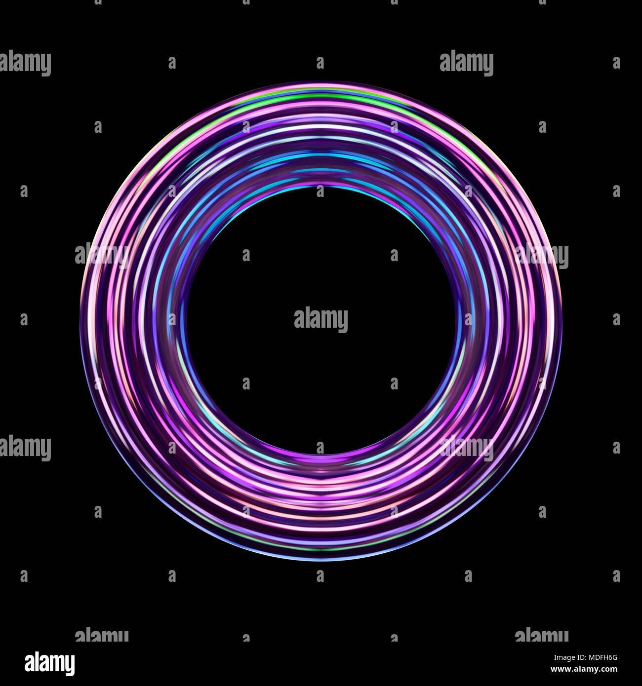 Kreisförmige abstrakte Spektrum Artwork. Eine schicke bunte Schleife in Neon Circle Lines. Für kreatives Design Web und Print Stockfoto