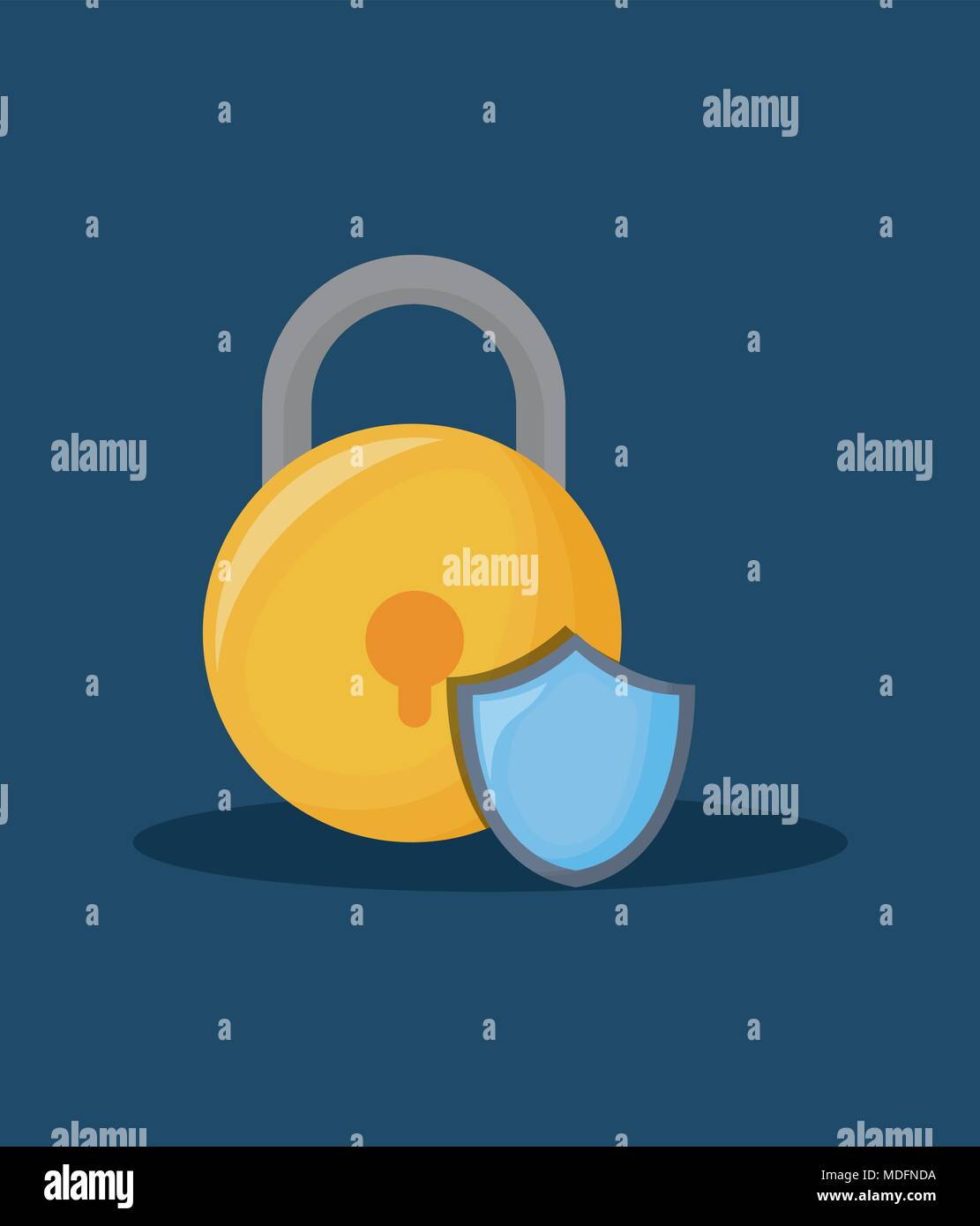 Sicherheitsschloss und Schirm über blauen Hintergrund, farbenfrohen Design. Vector Illustration Stock Vektor