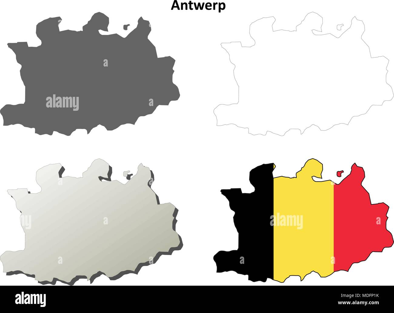 Antwerpen Umriss Karte Set - belgische version Stock Vektor