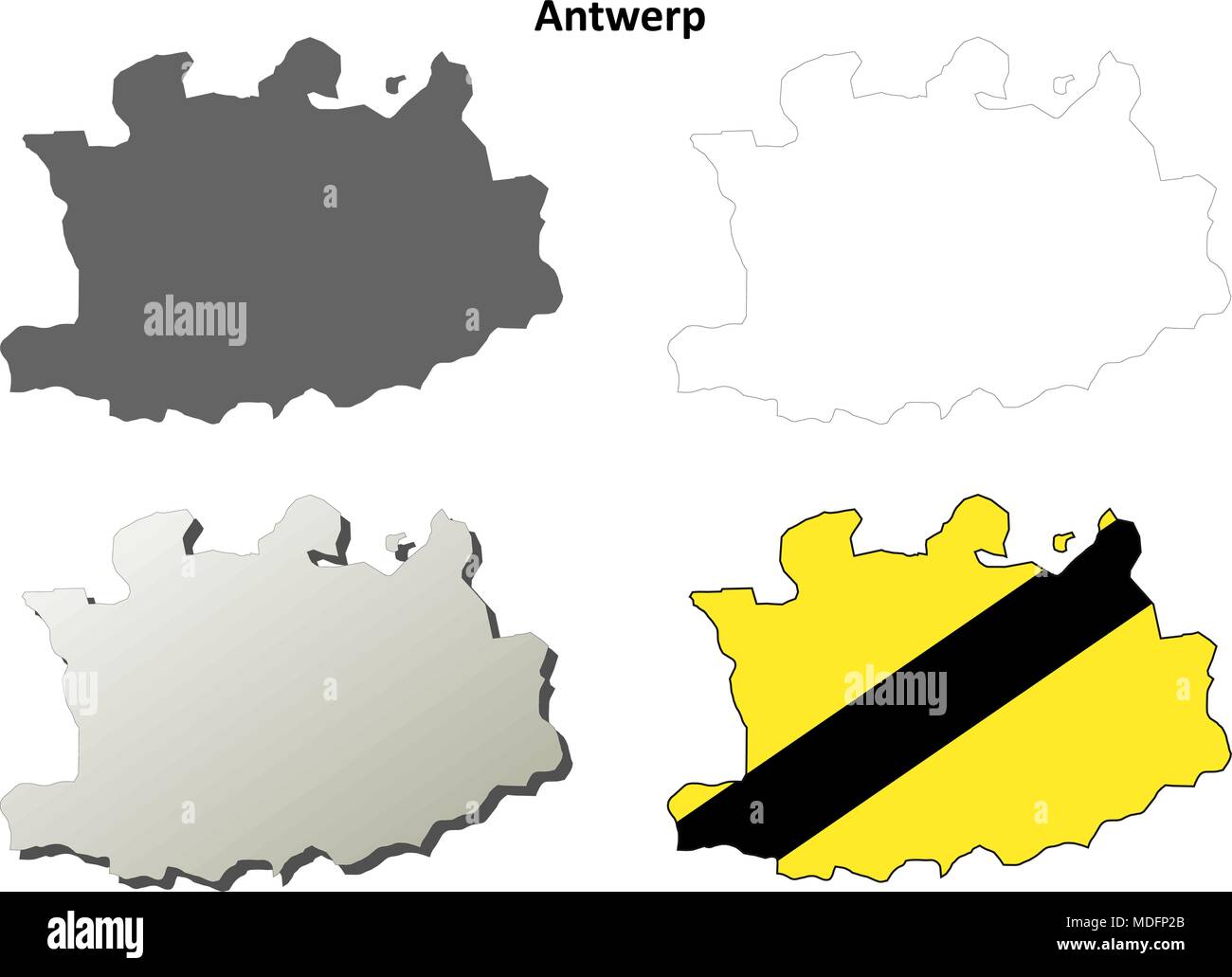 Antwerpen Umriss Karte Set - flämische version Stock Vektor