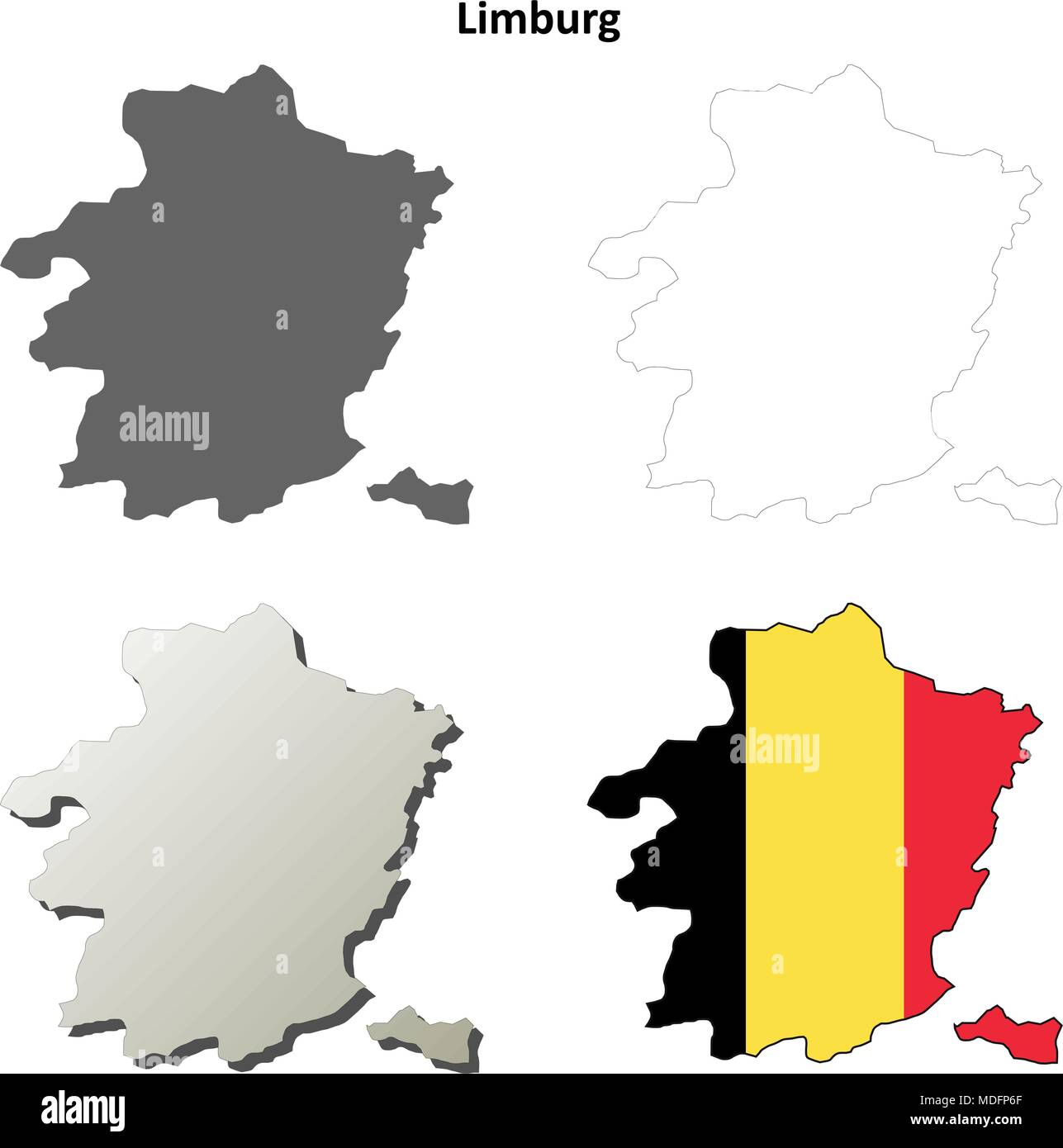 Limburg Umriss Karte Set - belgische version Stock Vektor