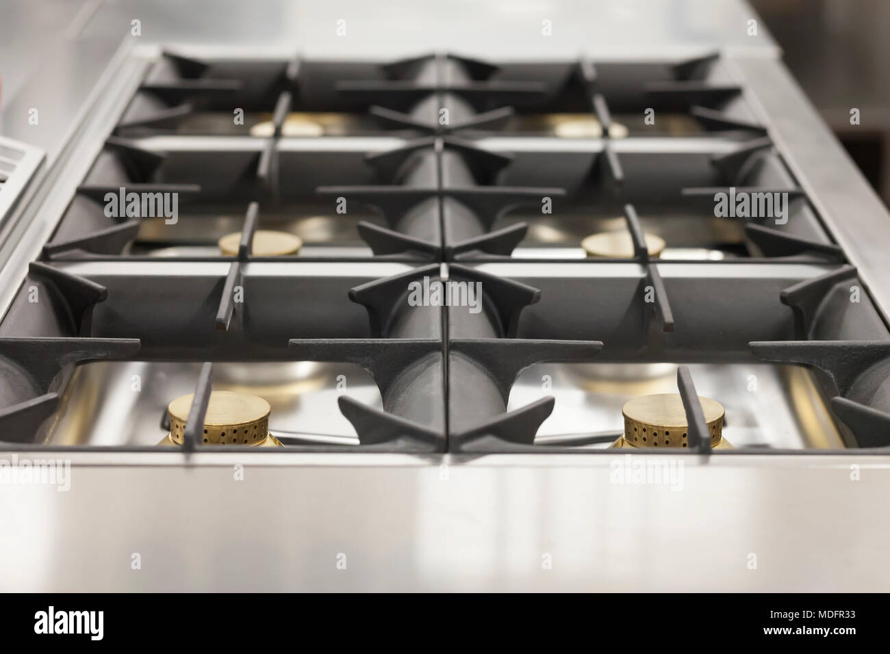 Nahaufnahme von einem Gasherd Stockfoto