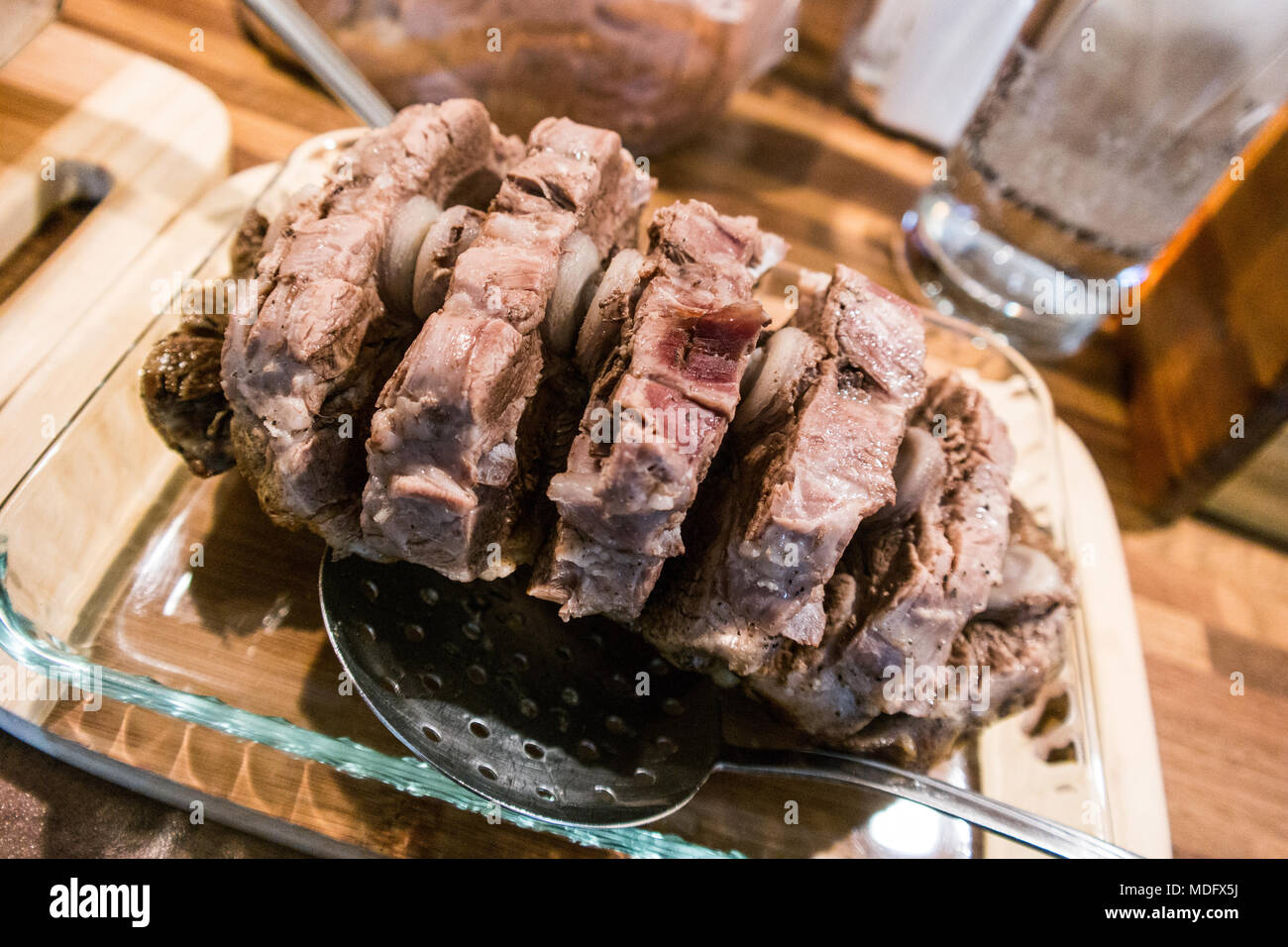 Tandoori Lamm im Ofen. Stockfoto