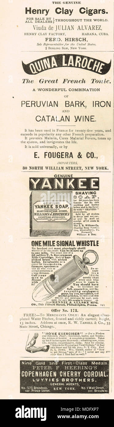 Frühe amerikanische Werbung, Puck, 1888 Stockfoto