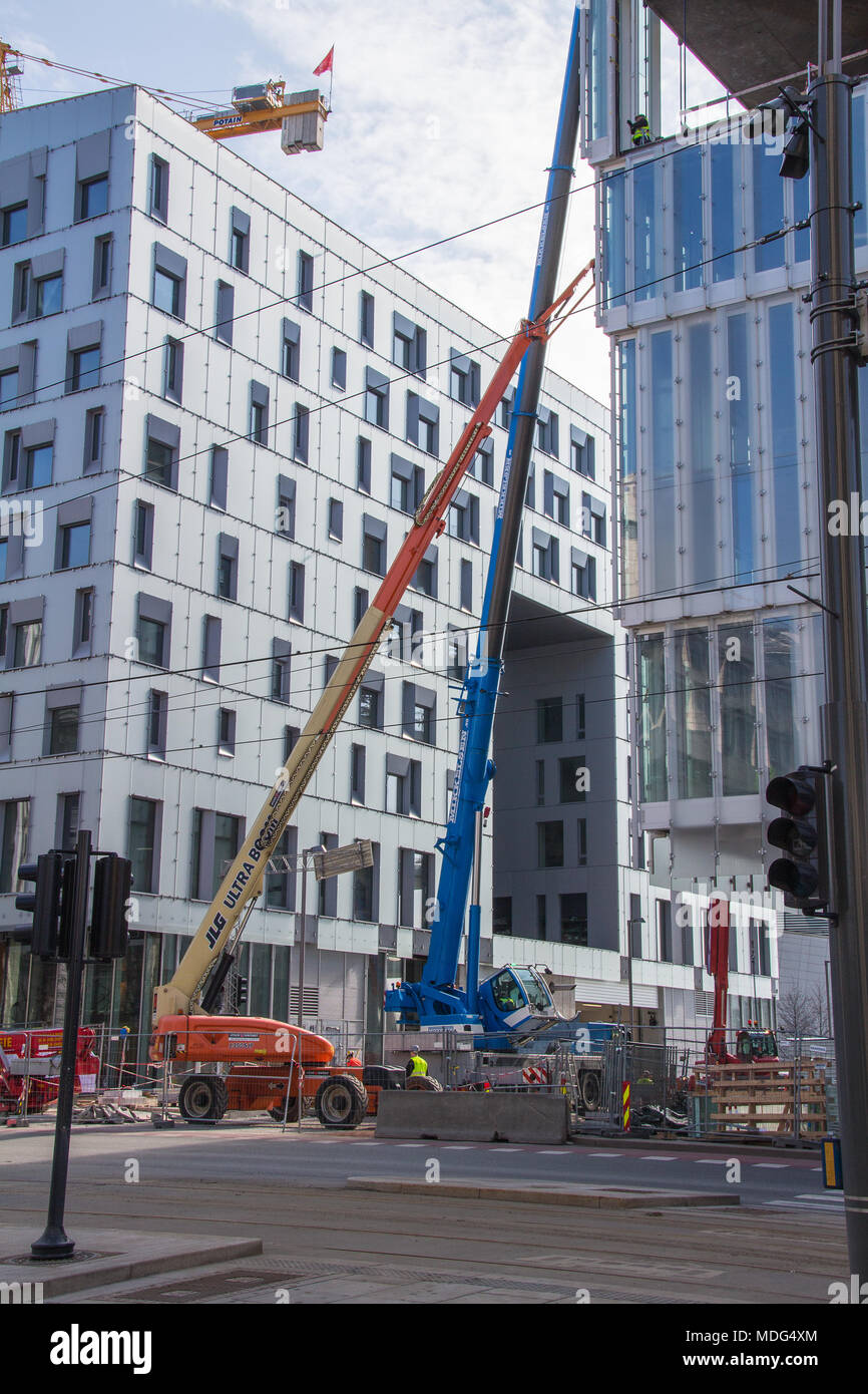 Bar Code, Oslo, Arkitektur, moderne Arkitektur, Glas, Metall, betonf, Tre, Stockfoto