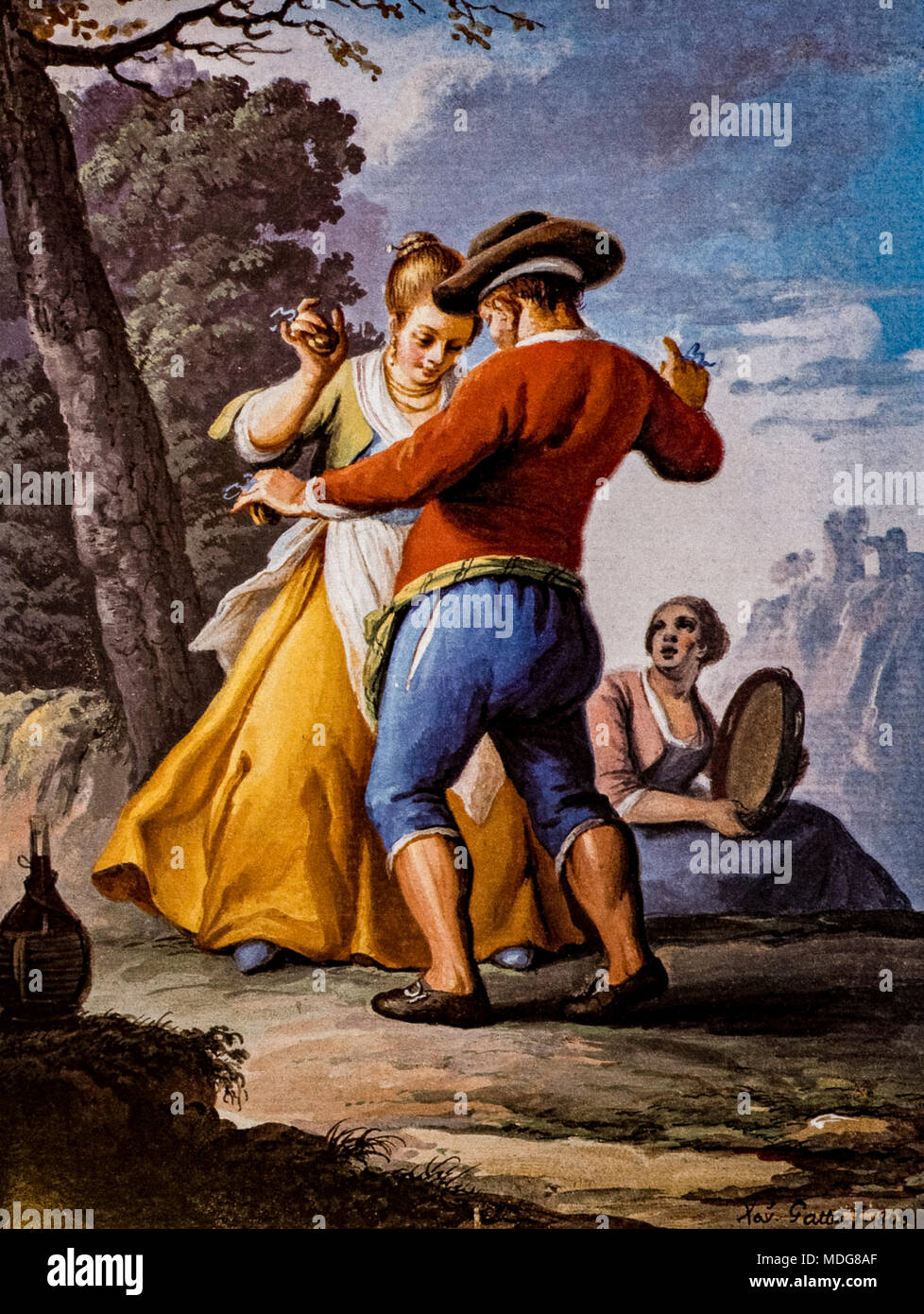 Xavier della Gatta' Ballo di Napoli detto La Tarantella (Neapel Tanz bezeichnet die Tarantella) - 1800 Stockfoto