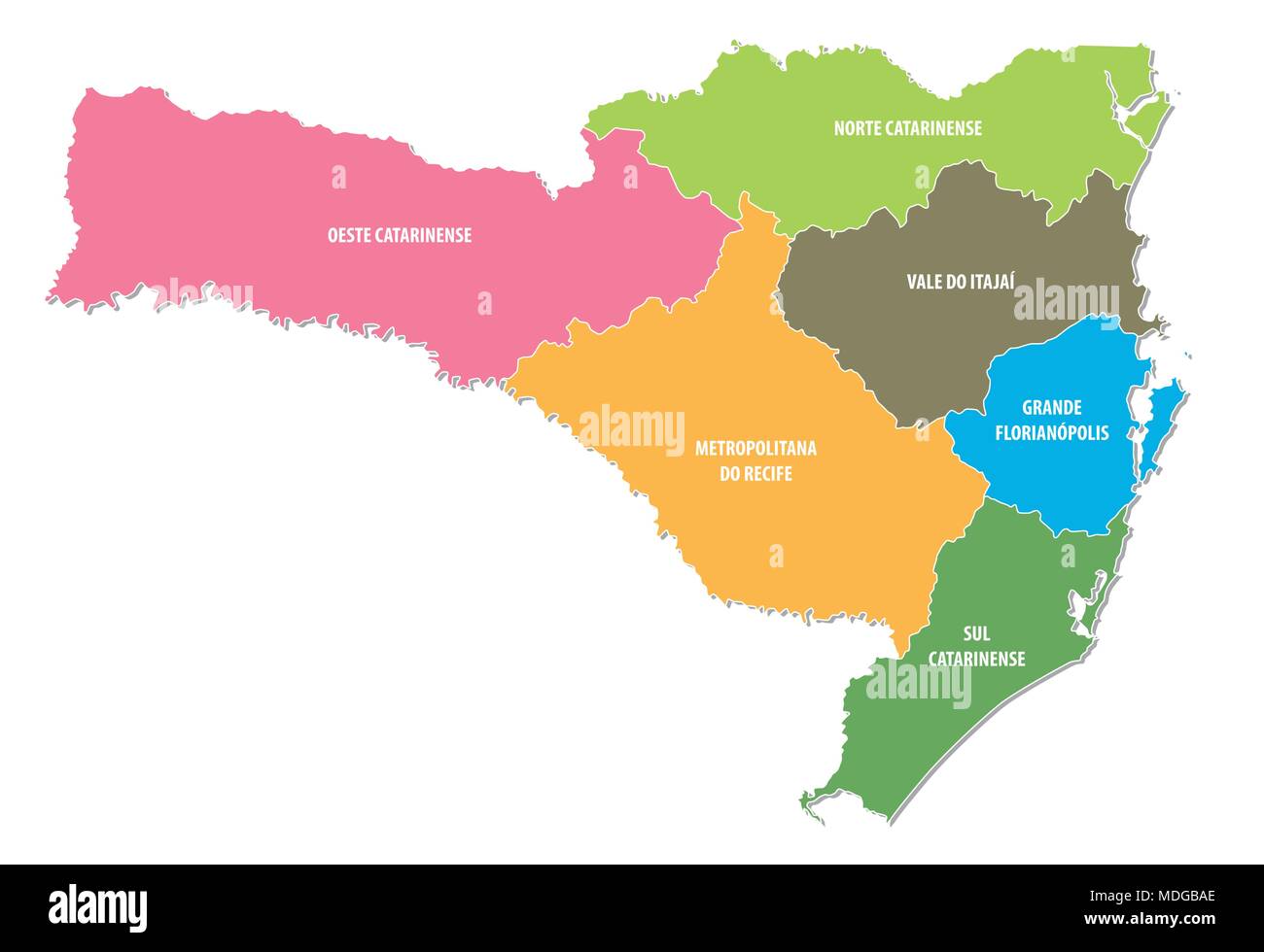 Santa Catarina bunte administrative und politische Vektorkarte Stock Vektor
