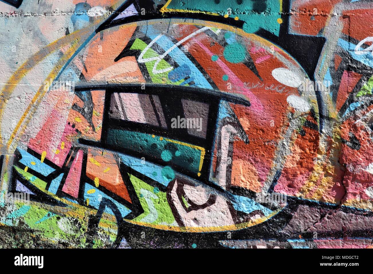 Detail der Graffiti zu WW2 Bunker am Strand zwischen Montalivet und Le Gurp Stockfoto