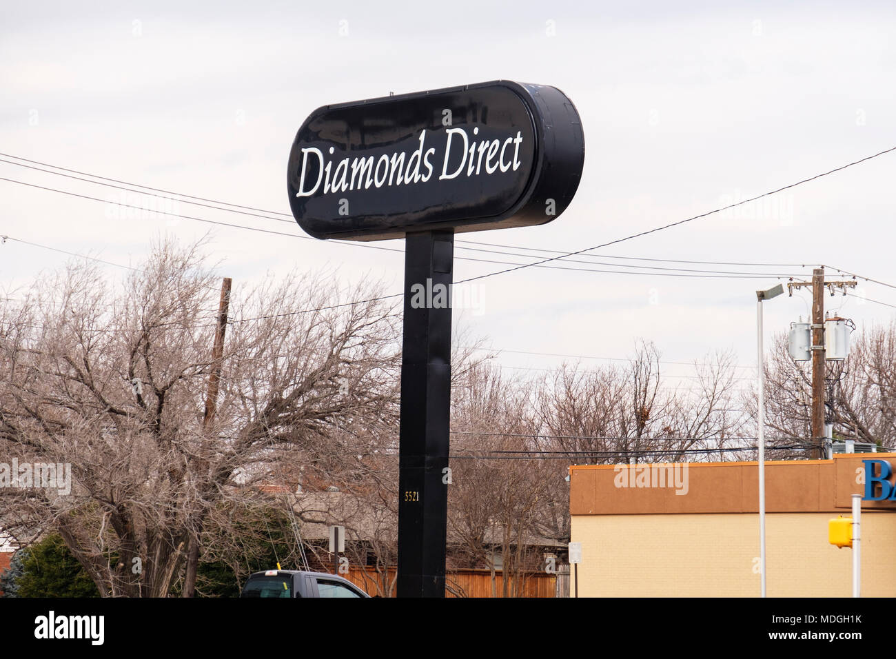 Ein pole Werbung sign Diamanten direkt in Oklahoma City, Oklahoma, USA. Stockfoto