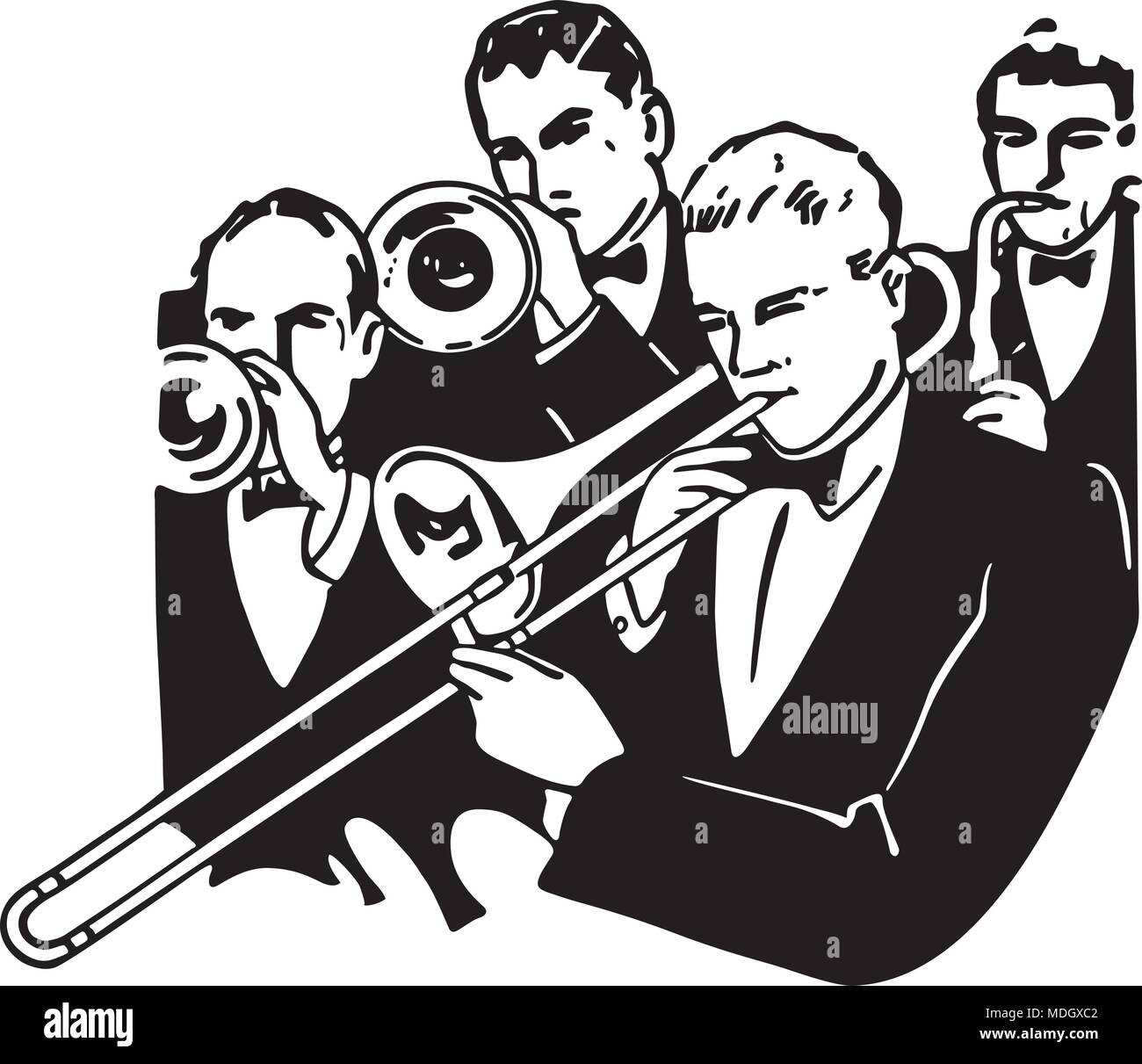 Big Band Horn Section - Retro Clipart Illustration Stock Vektor