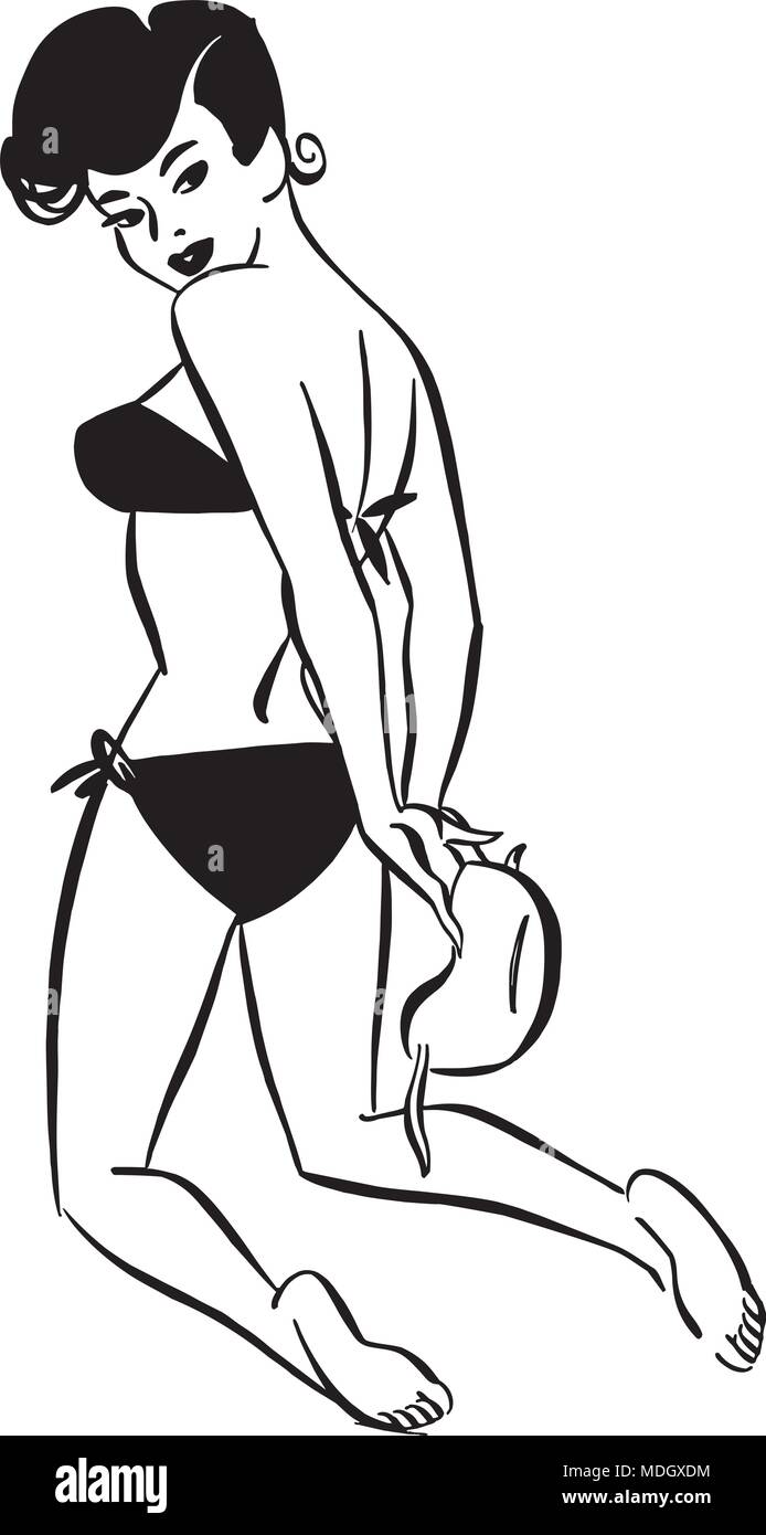 Bikini Babe Retro Clipart Illustration Alamy