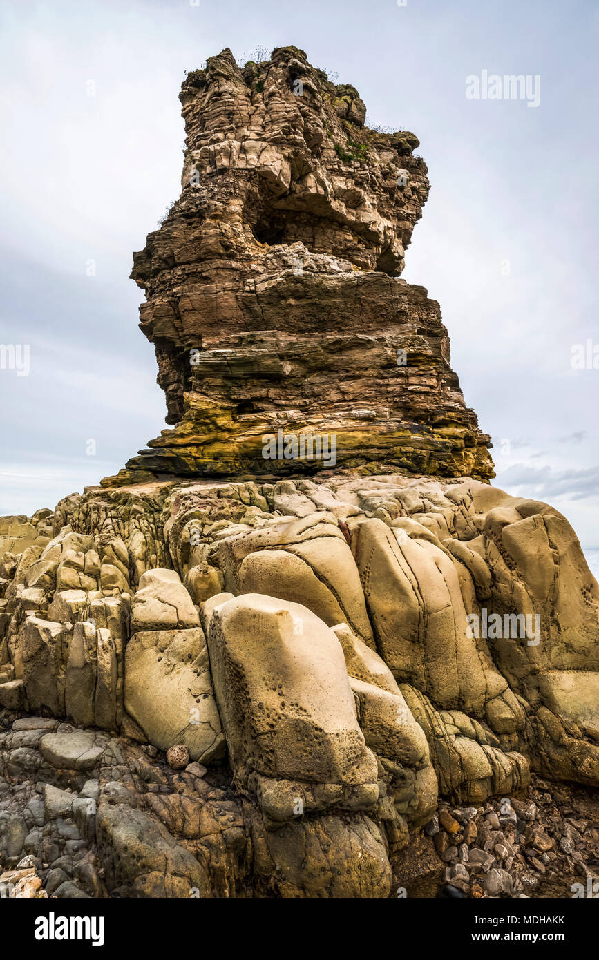 Meer Stapel auf whitburn an der nordöstlichen Küste von England; Whitburn, Tyne und Wear, England Stockfoto