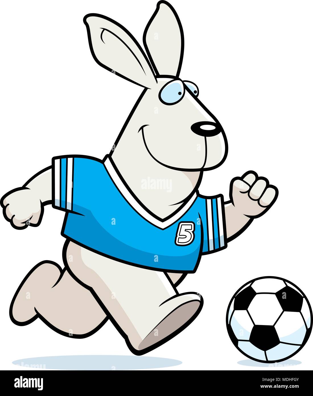 Eine Karikatur Illustration eines Kaninchens Fußball spielen. Stock Vektor