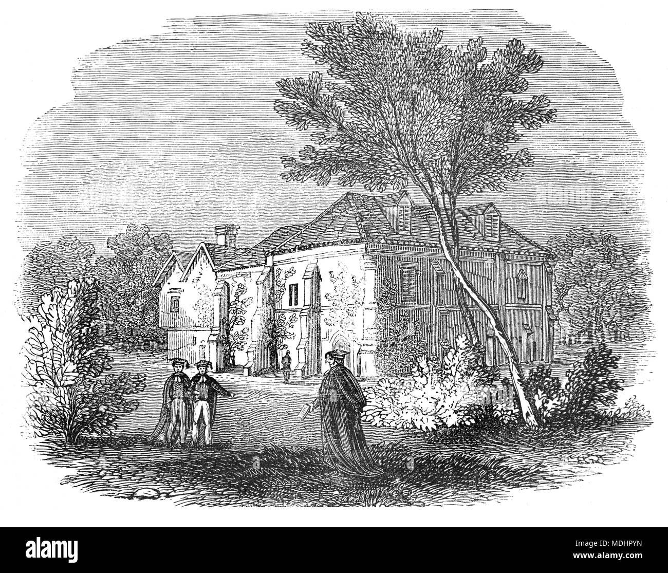 Die Schule des Pythagoras ist das älteste Gebäude und der älteste Profanbau in in St John's College, Cambridge, England. Es wurde ursprünglich um 1200 erbaut, noch bevor der Universität Cambridge existierten. Es datiert auch das St John's College, die in 1511 gegründet wurde. Ursprünglich war es ein eigenes Haus, aber im Laufe der Jahrhunderte viele verwendet hat. Für einen Zeitraum war es eine Ruine. Der Grund für den Namen ist unklar. Stockfoto