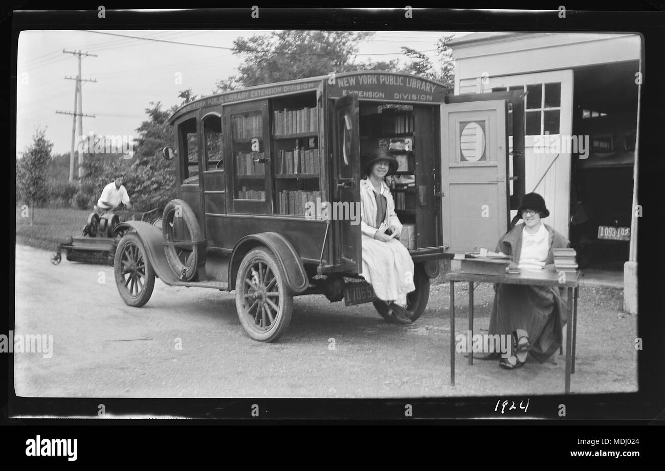 New York City Public Library Lkw, 1924. Bild von 4x6 Zoll B&W negativ. Stockfoto