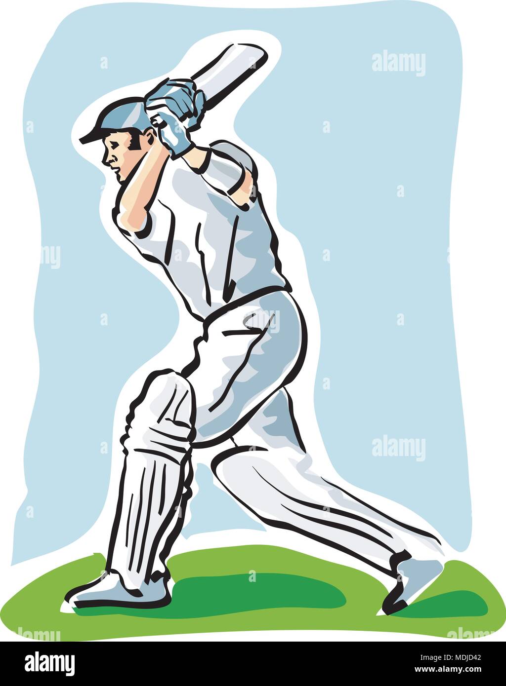 Vector Illustration eines Cricket Spieler Stock Vektor
