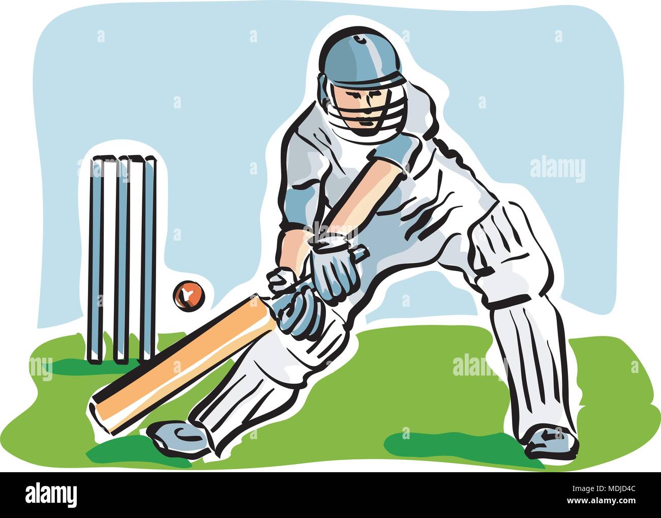 Vector Illustration eines Cricket Spieler Stock Vektor